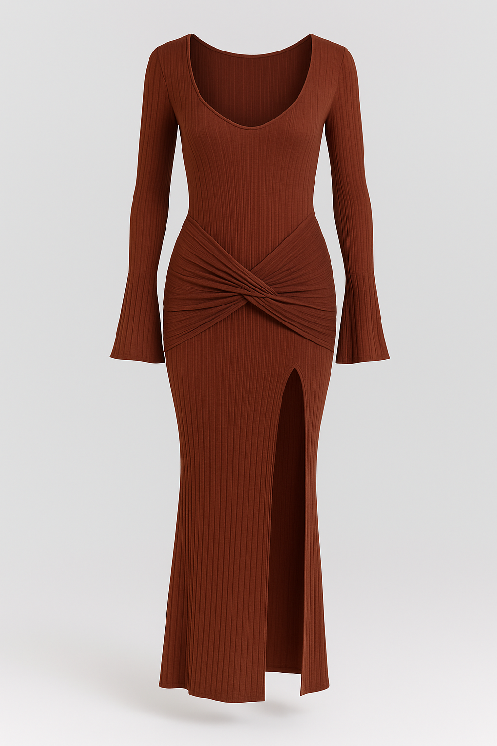 Sienna Twist Slit Ribbed Maxi Dress