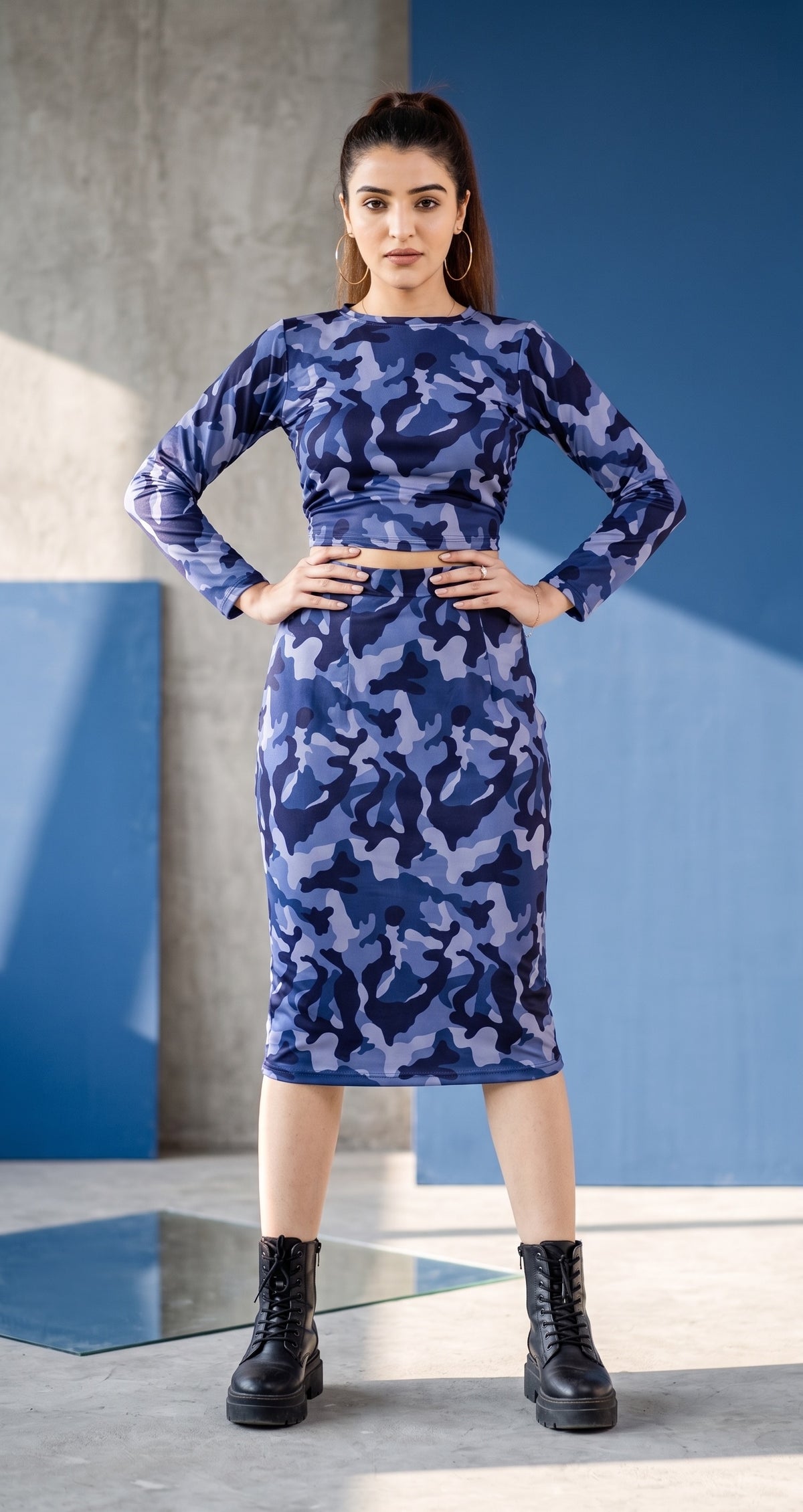 Rachel Blue Camo Co-ord Set