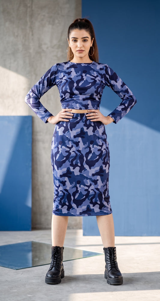 Rachel Blue Camo Co-ord Set