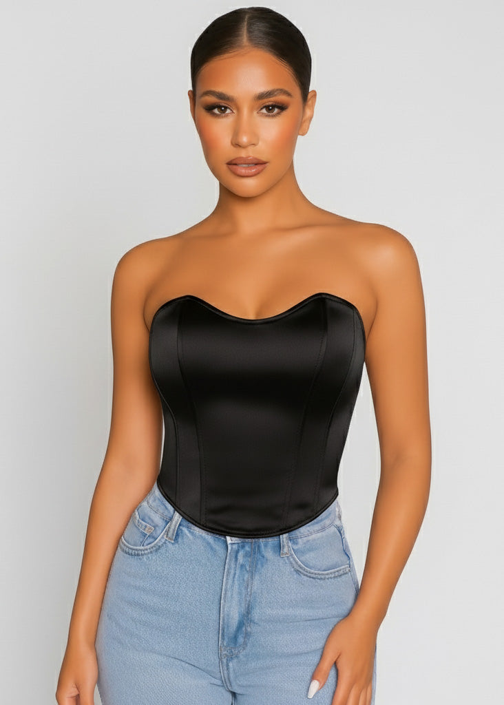 Satin Corset Crop Top