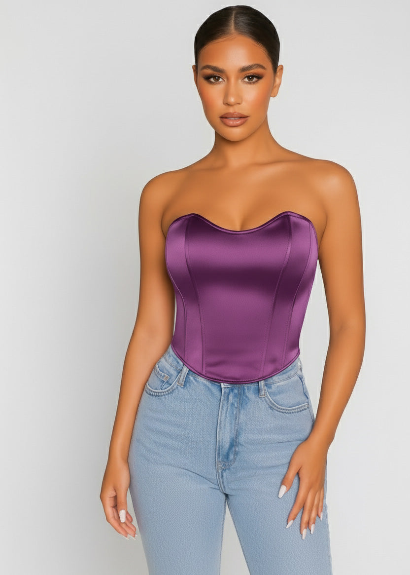 Satin Corset Crop Top