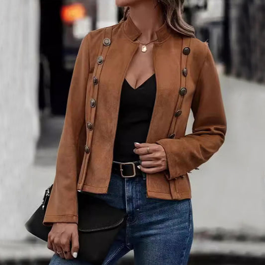Short Double Breasted Studded Jacket