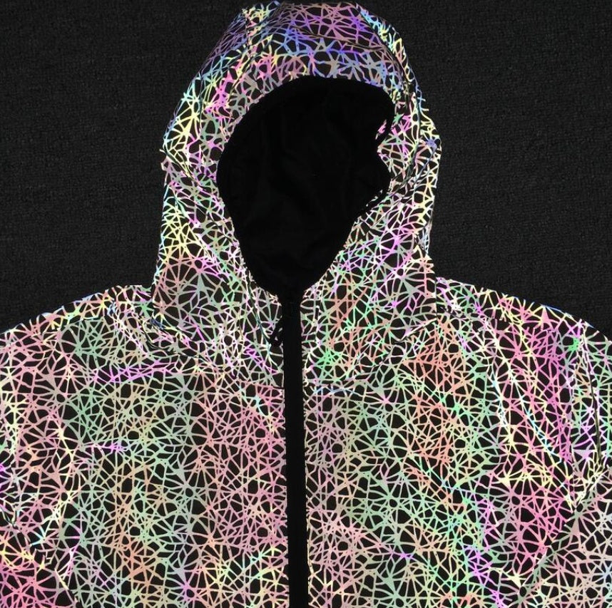 Unisex Abstract Print Reflective Jacket