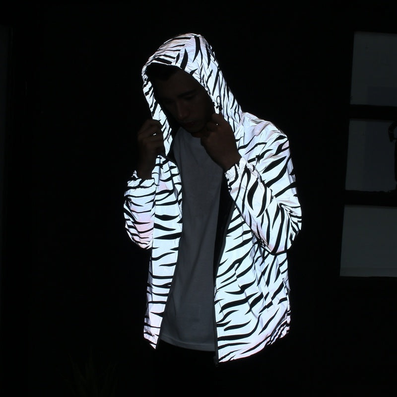 Zebra Pattern Reflective Hoodie