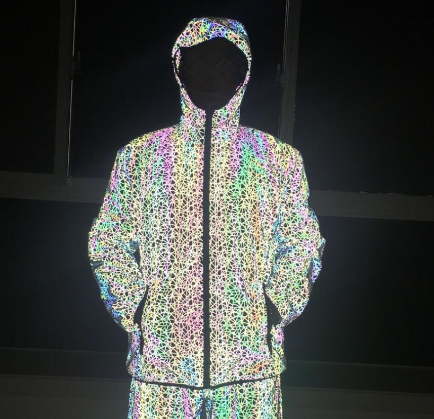 Unisex Abstract Print Reflective Jacket