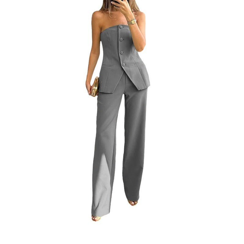 Tailored Tube Top Suit Set