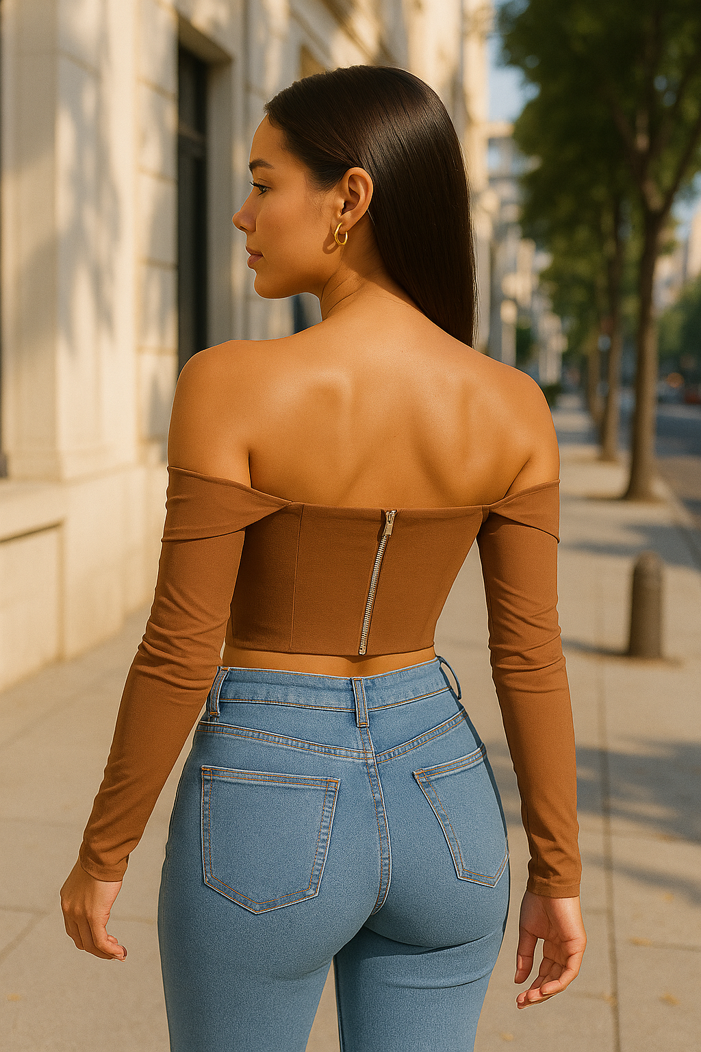 Off-shoulder Mesh Corset Top