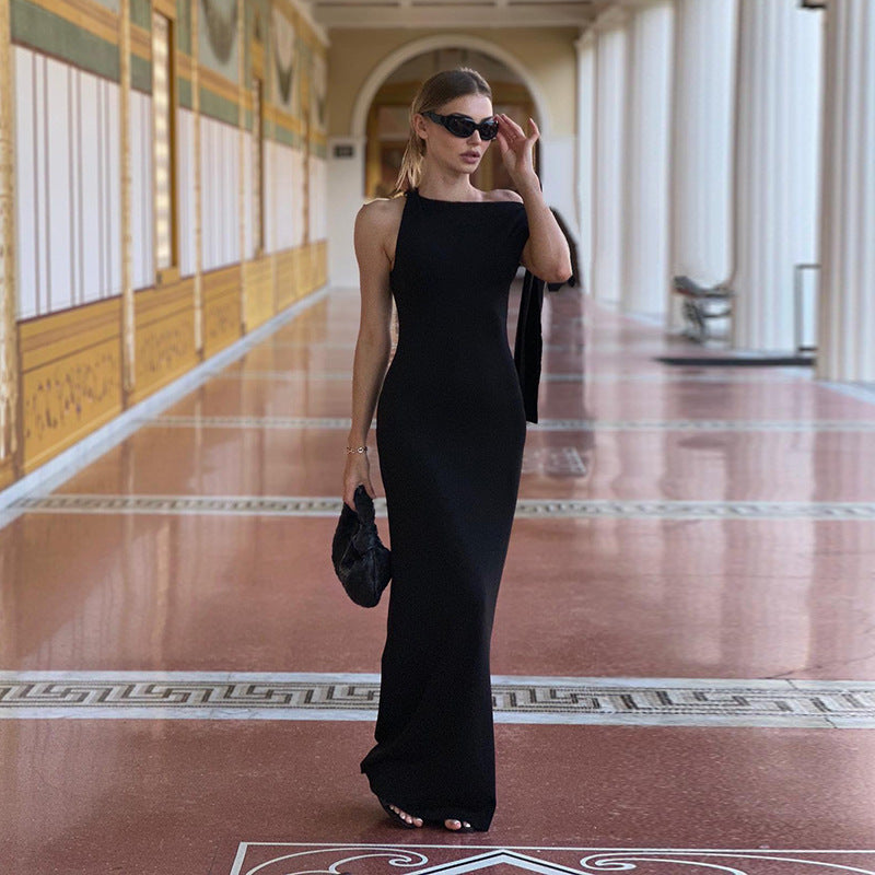 One-shoulder Knotted Long Dress