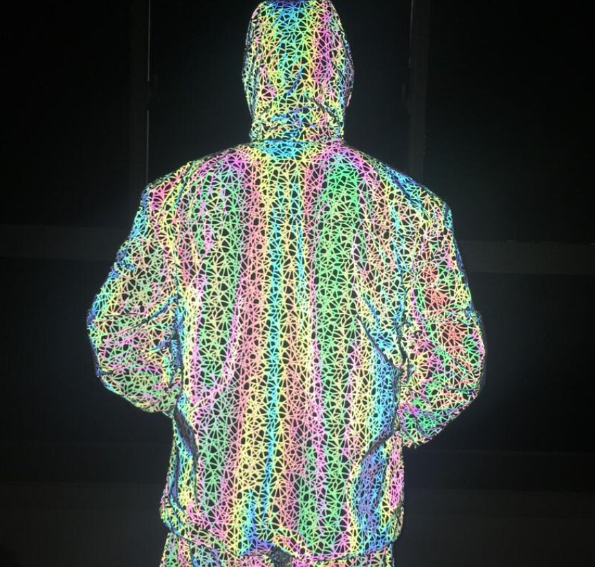 Unisex Abstract Print Reflective Jacket