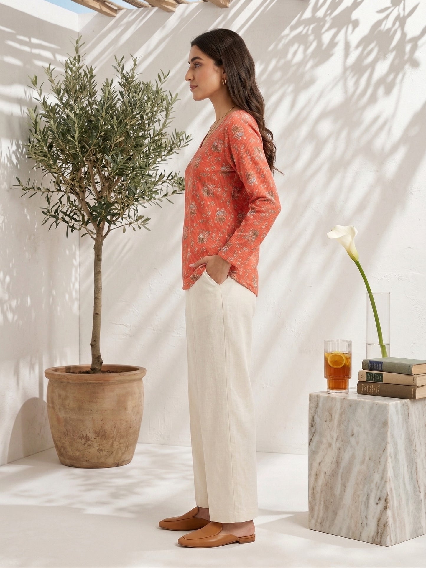 Coral Long Top