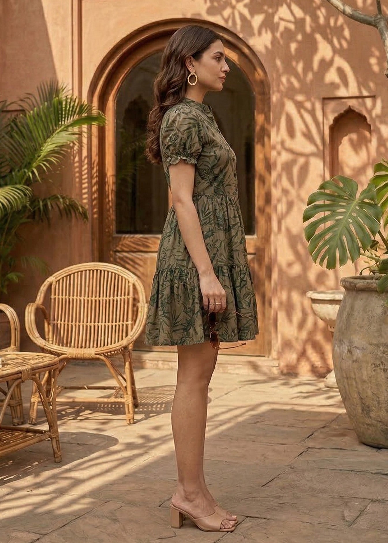 Tropical Flared Short Dress