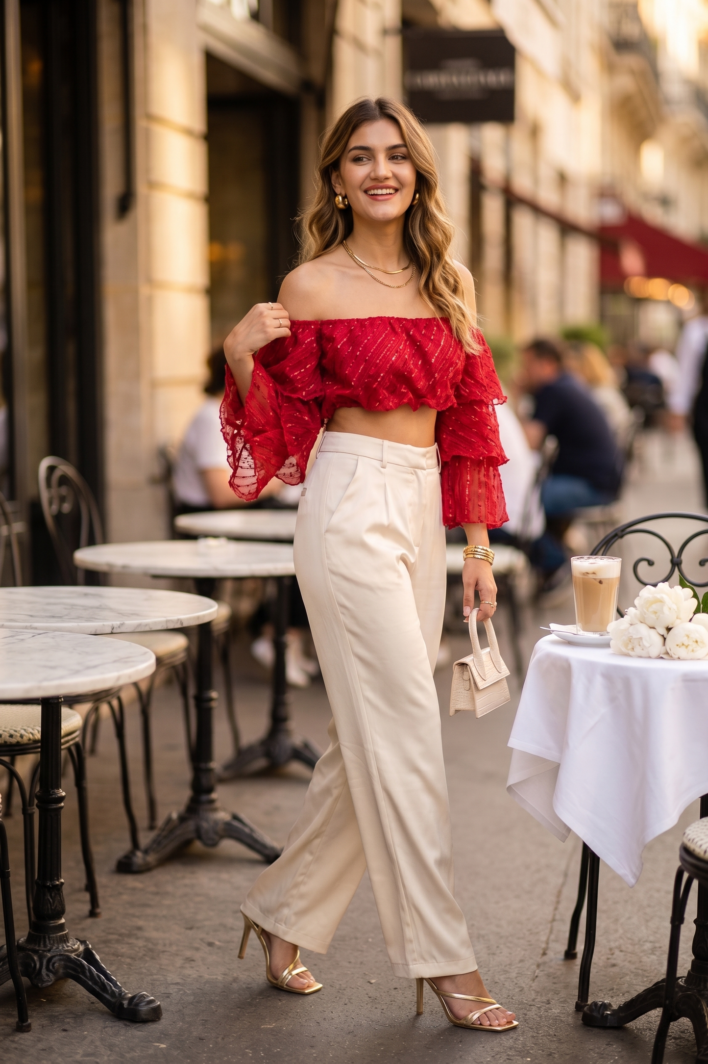 Dazzling Tiered Top Red