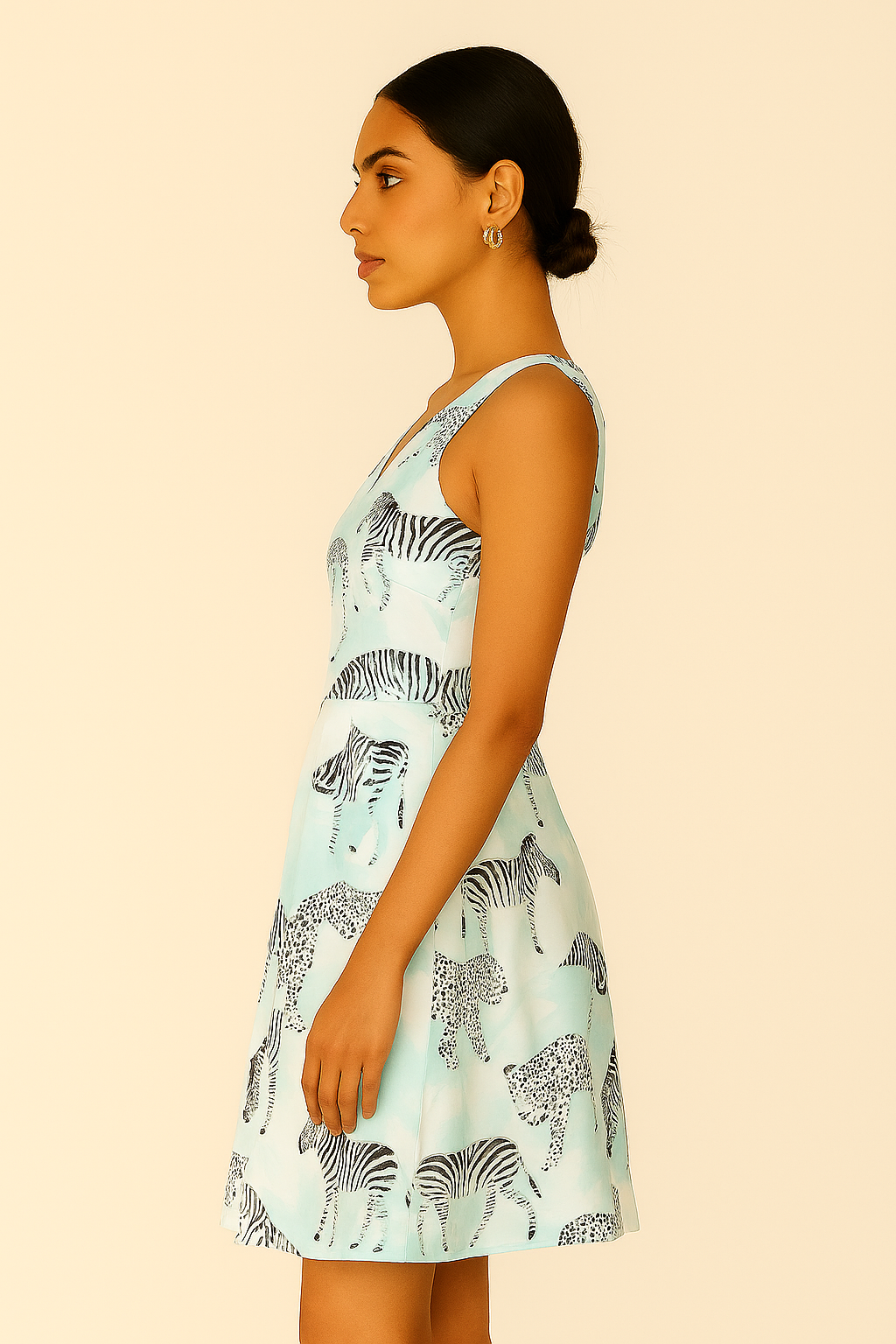 Aqua Safari Print Sleeveless Summer Dress