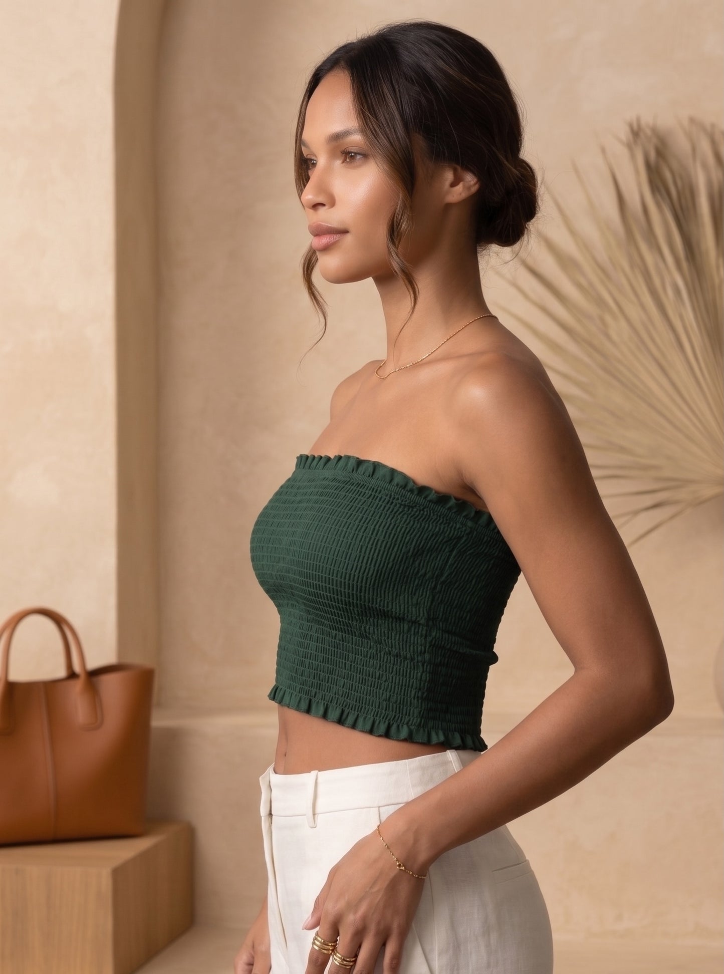 Solid Smocked Crop Top