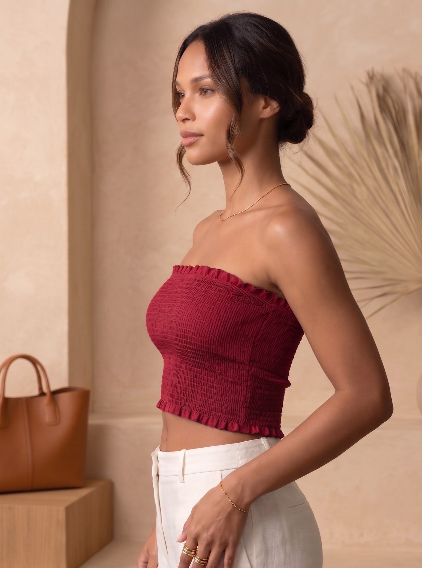 Solid Smocked Crop Top