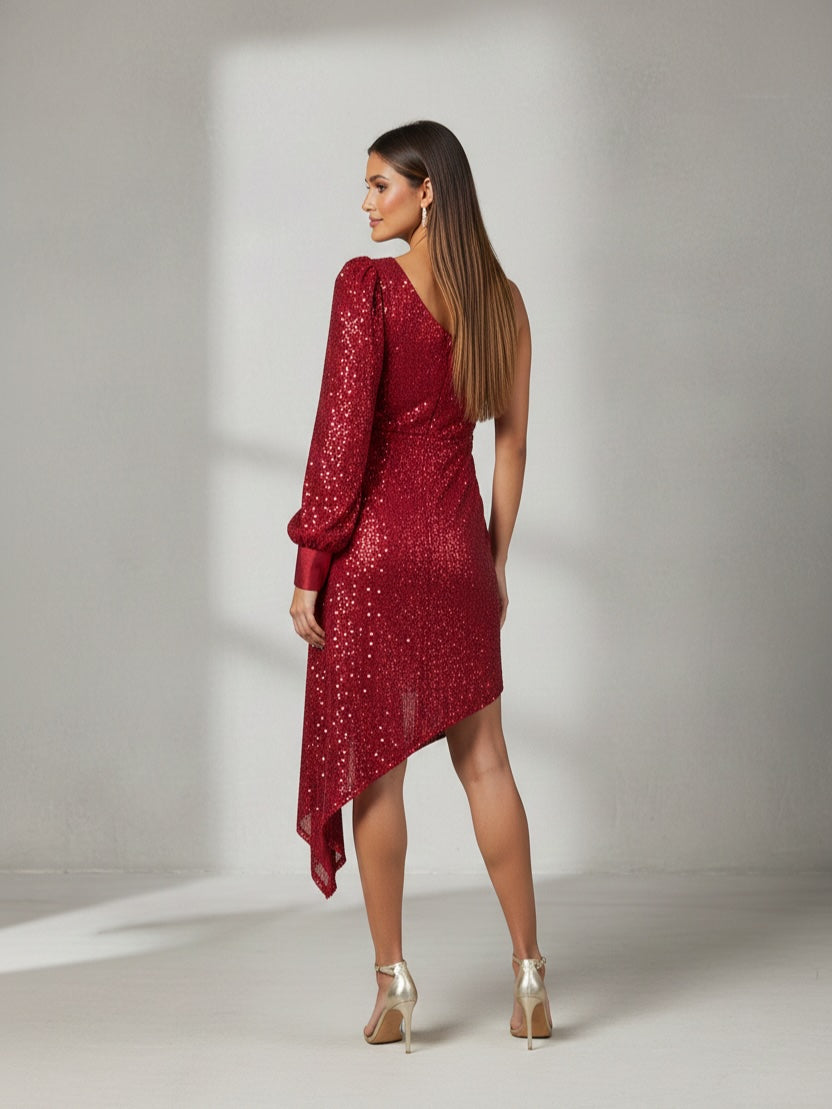 Shimmering Chicest One Shoulder Dress