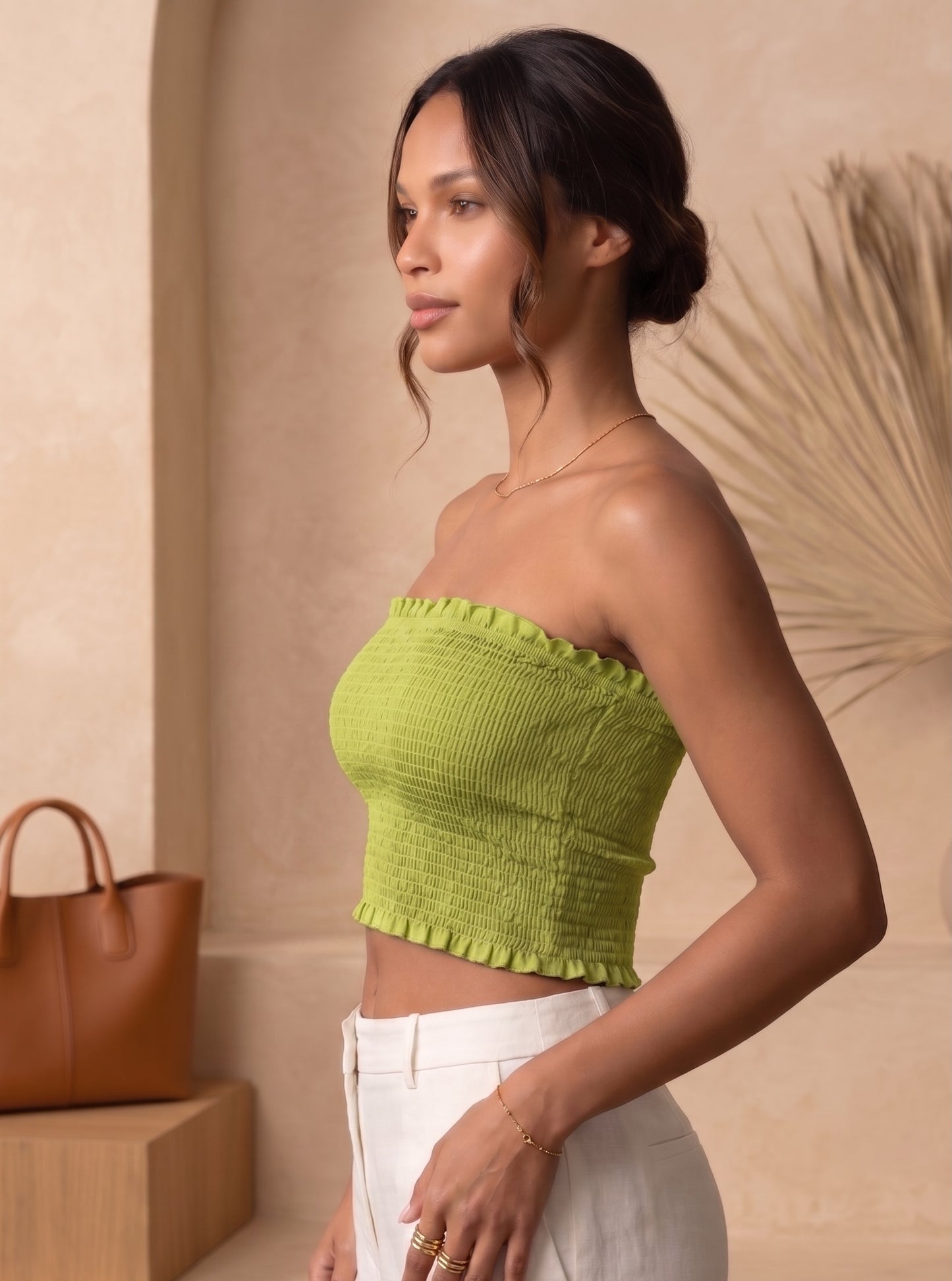 Solid Smocked Crop Top
