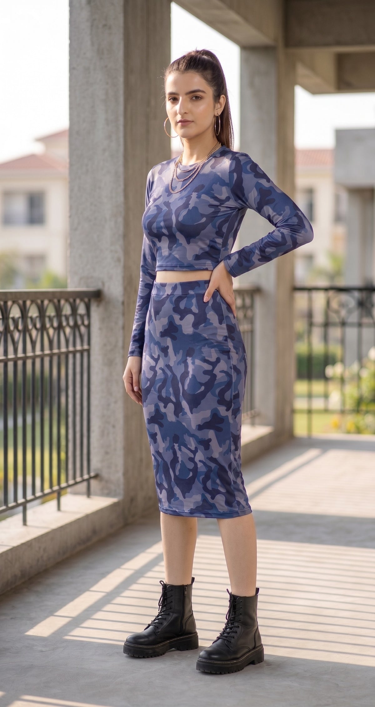 Rachel Blue Camo Co-ord Set