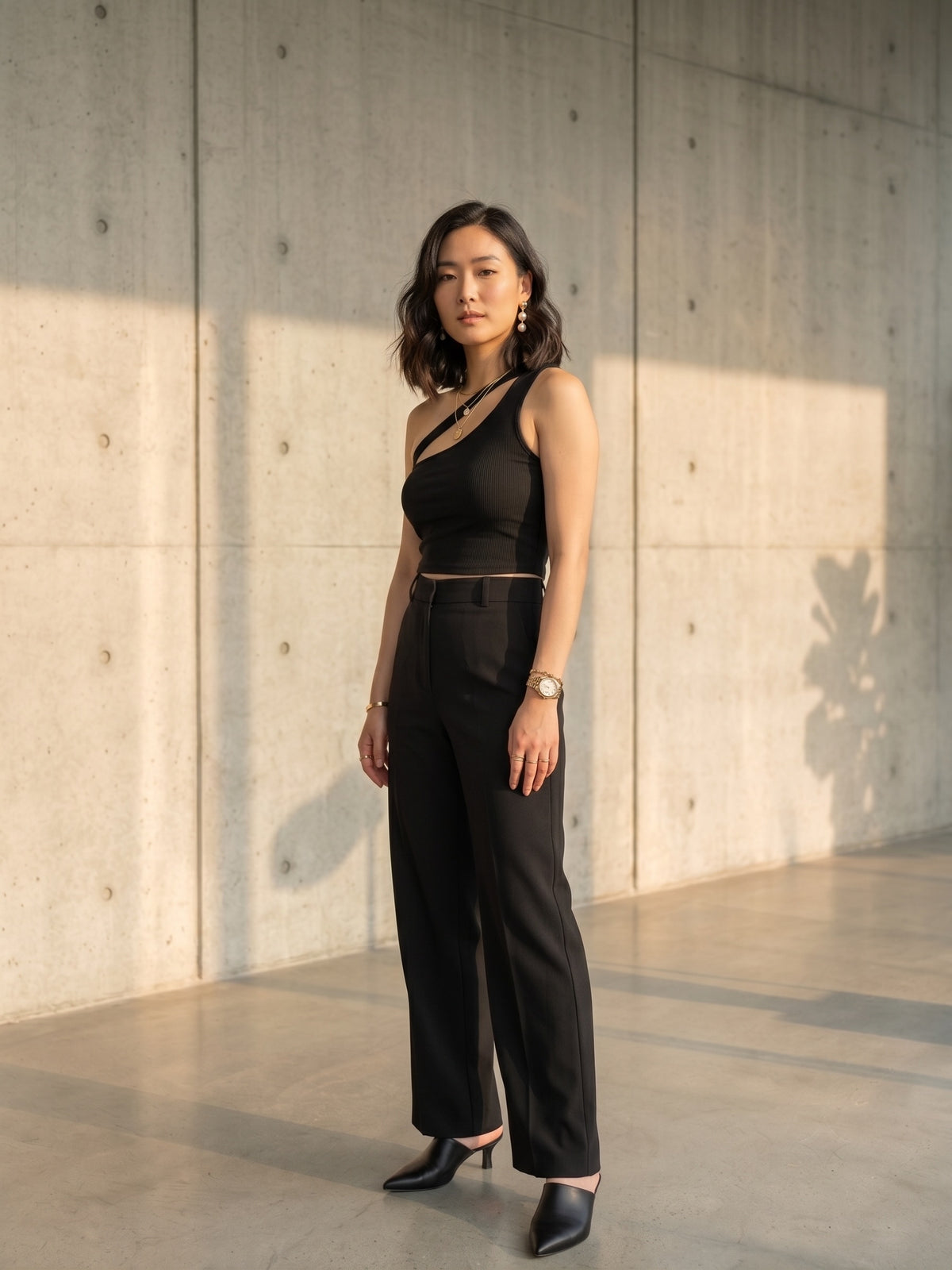 Hannah Double Strap One-shoulder Crop Top