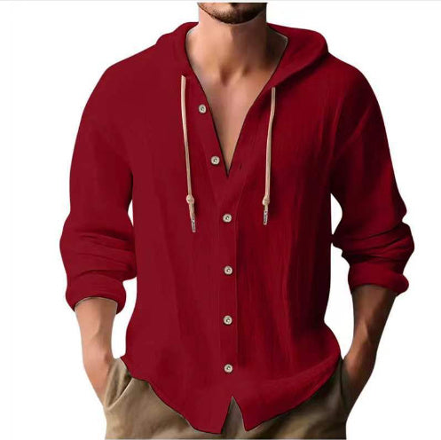 Cotton Linen Hooded Shirt