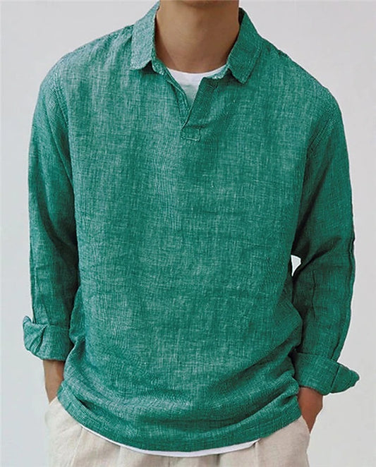 Solid Color Long Sleeve Pullover Shirt