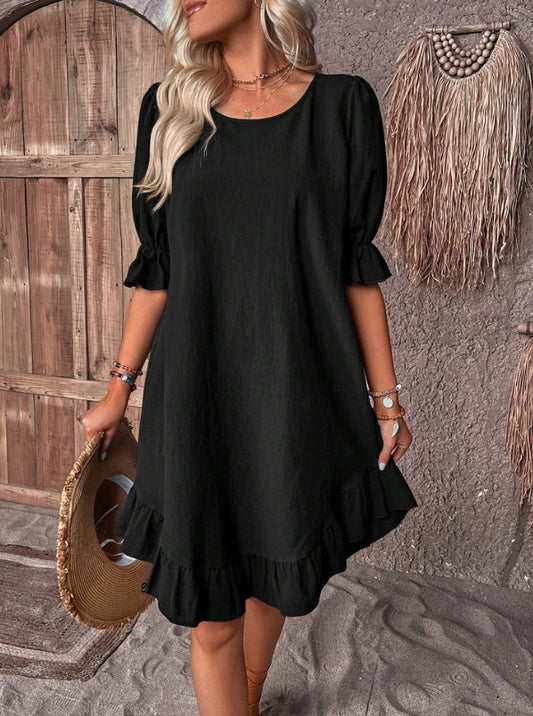 Ruffle Hem Short-sleeved Dress
