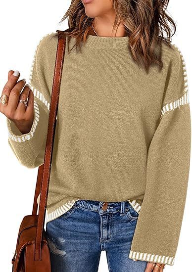 Round Neck Long Sleeve Pullover Sweater Tops