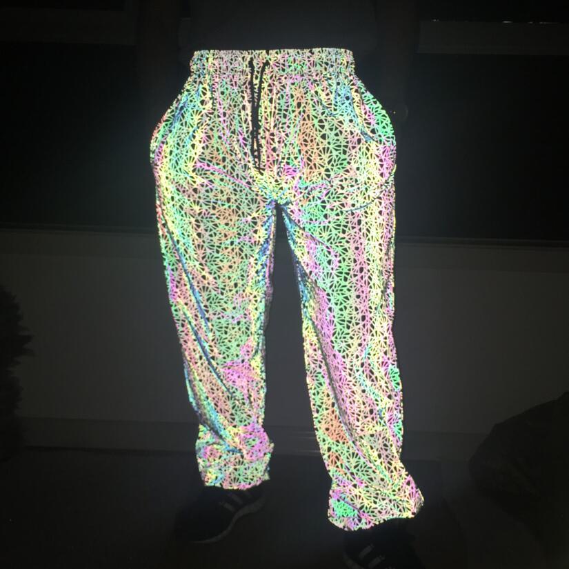 Unisex Abstract Print Reflective Trousers