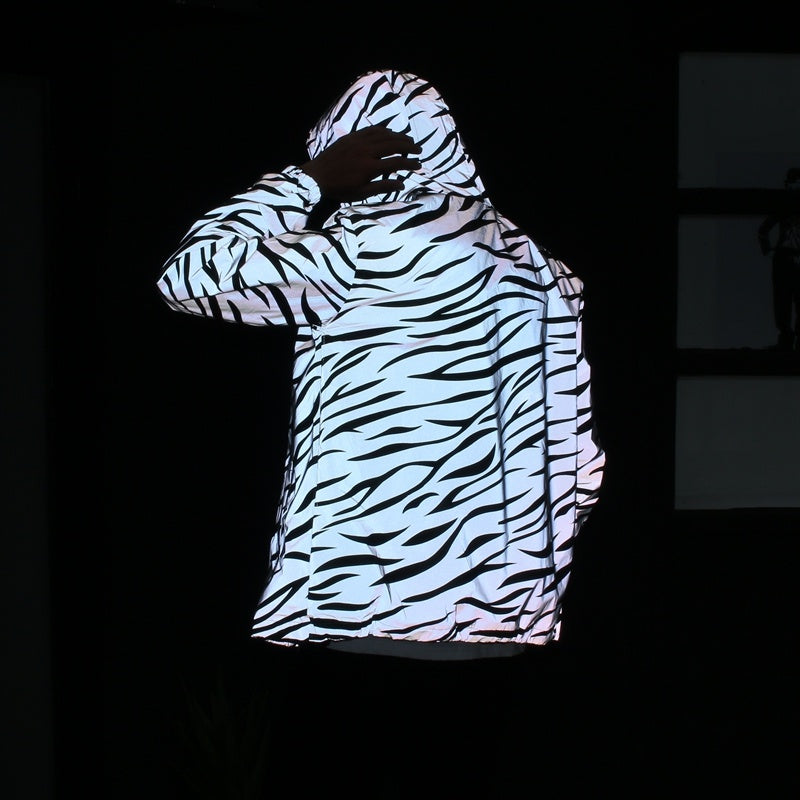 Zebra Pattern Reflective Hoodie