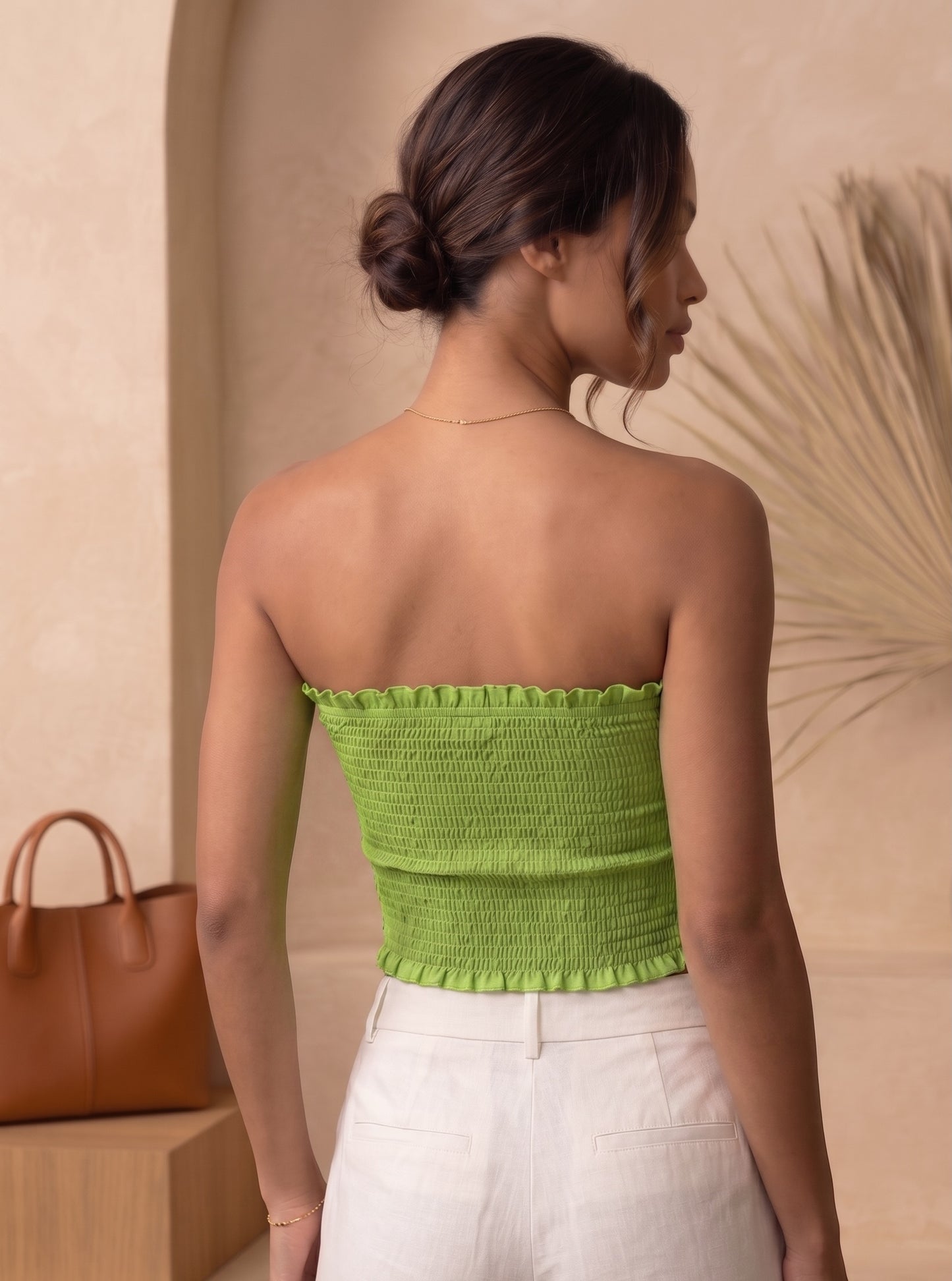 Solid Smocked Crop Top