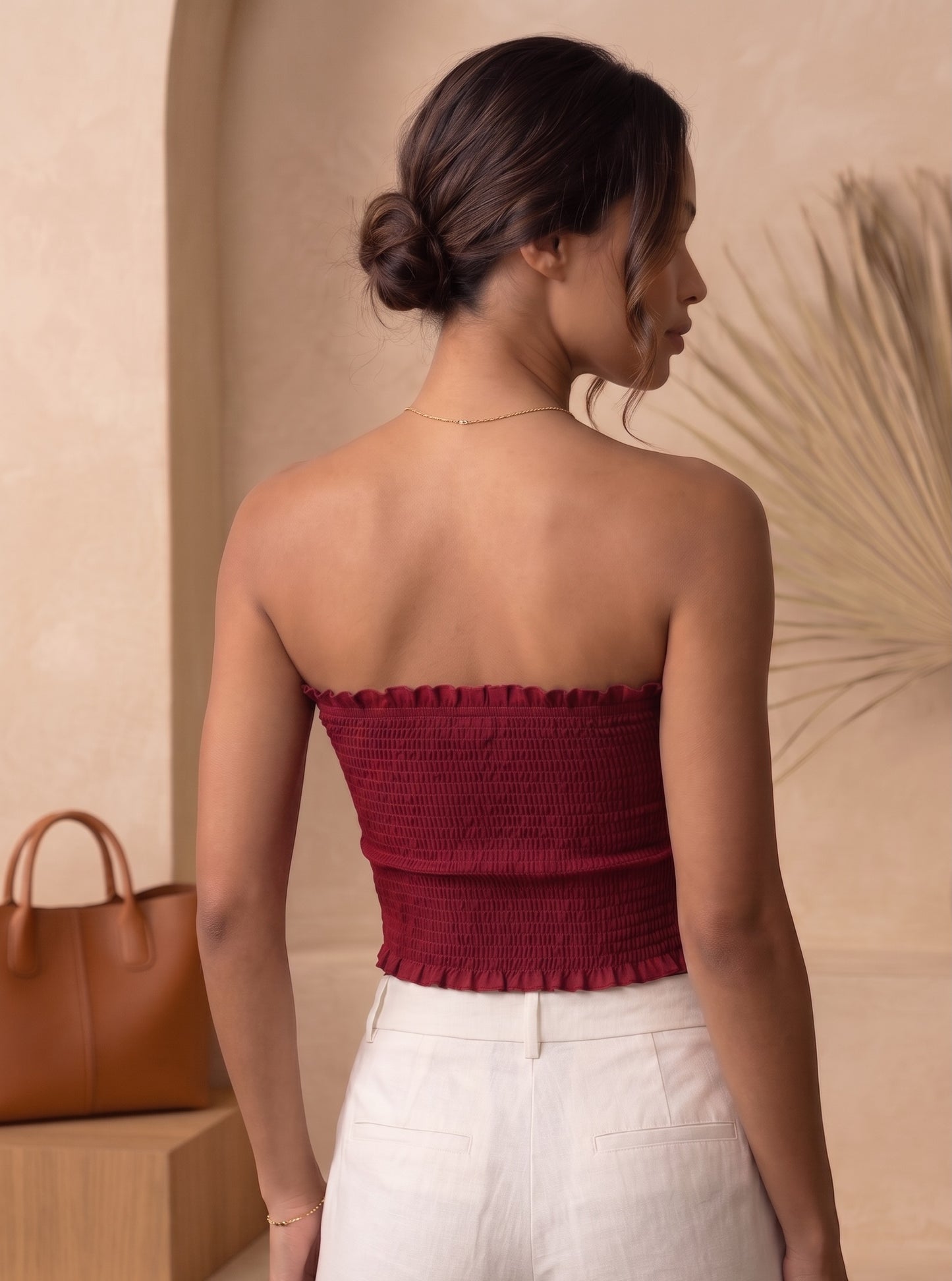 Solid Smocked Crop Top