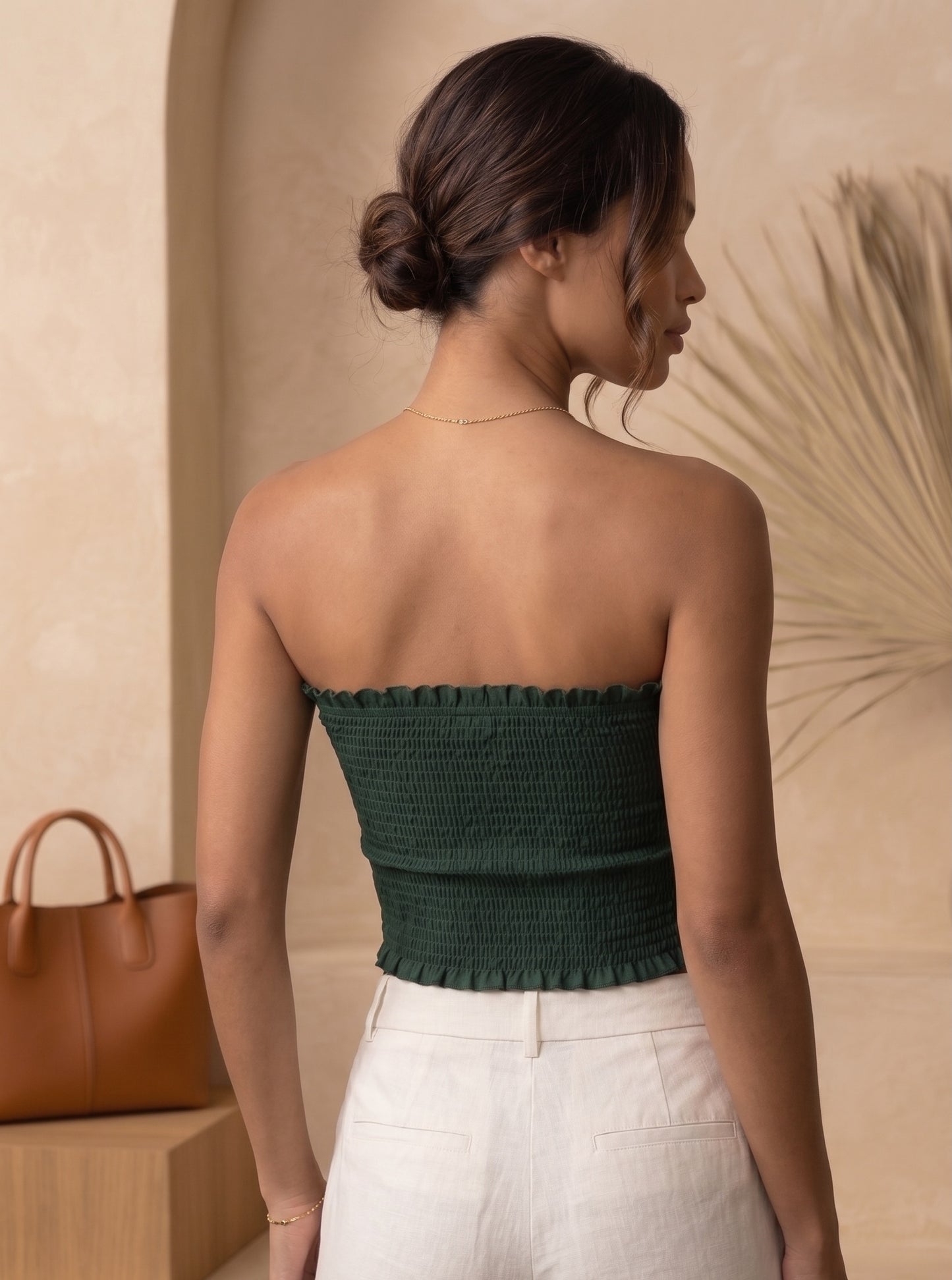 Solid Smocked Crop Top
