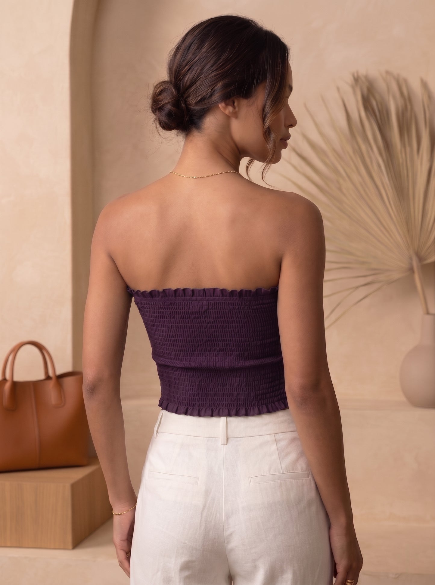 Solid Smocked Crop Top