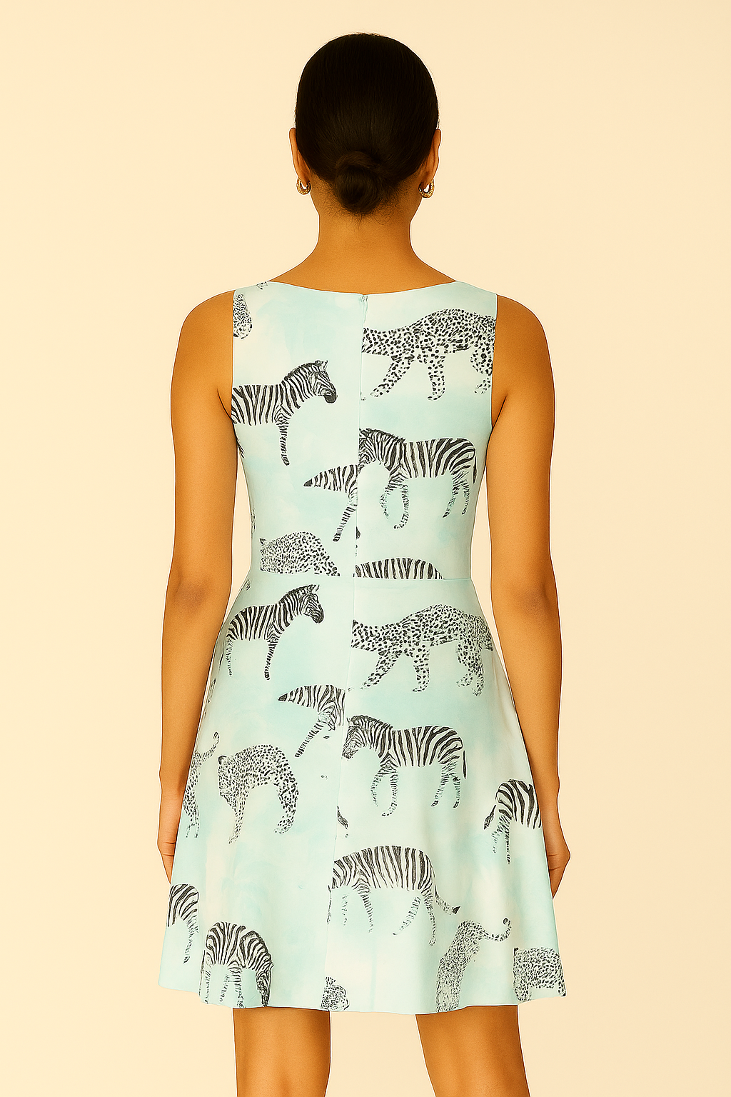 Aqua Safari Print Sleeveless Summer Dress