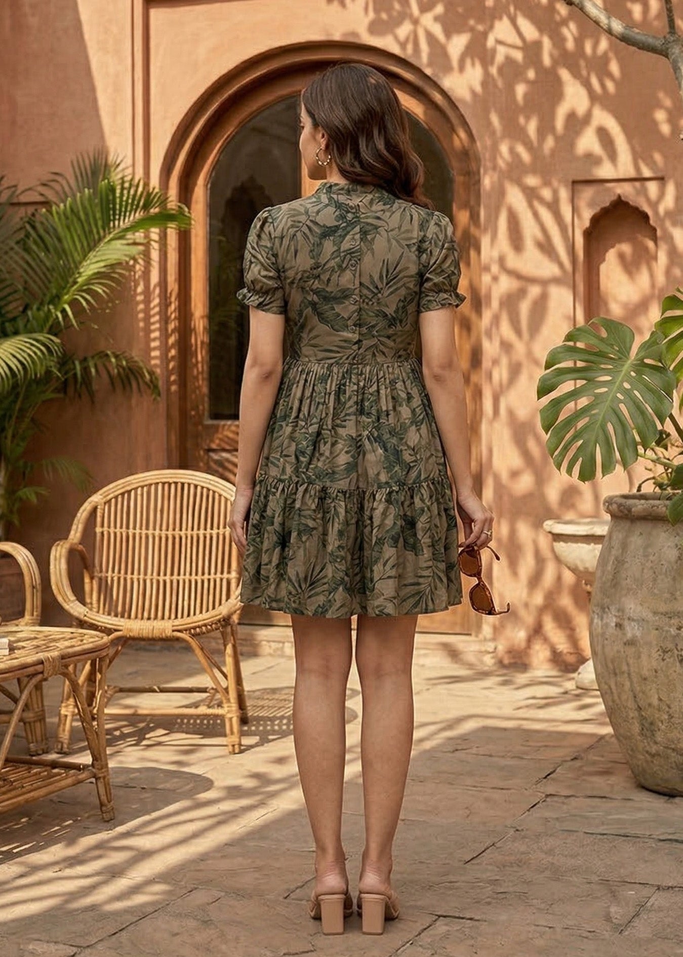 Tropical Flared Short Dress