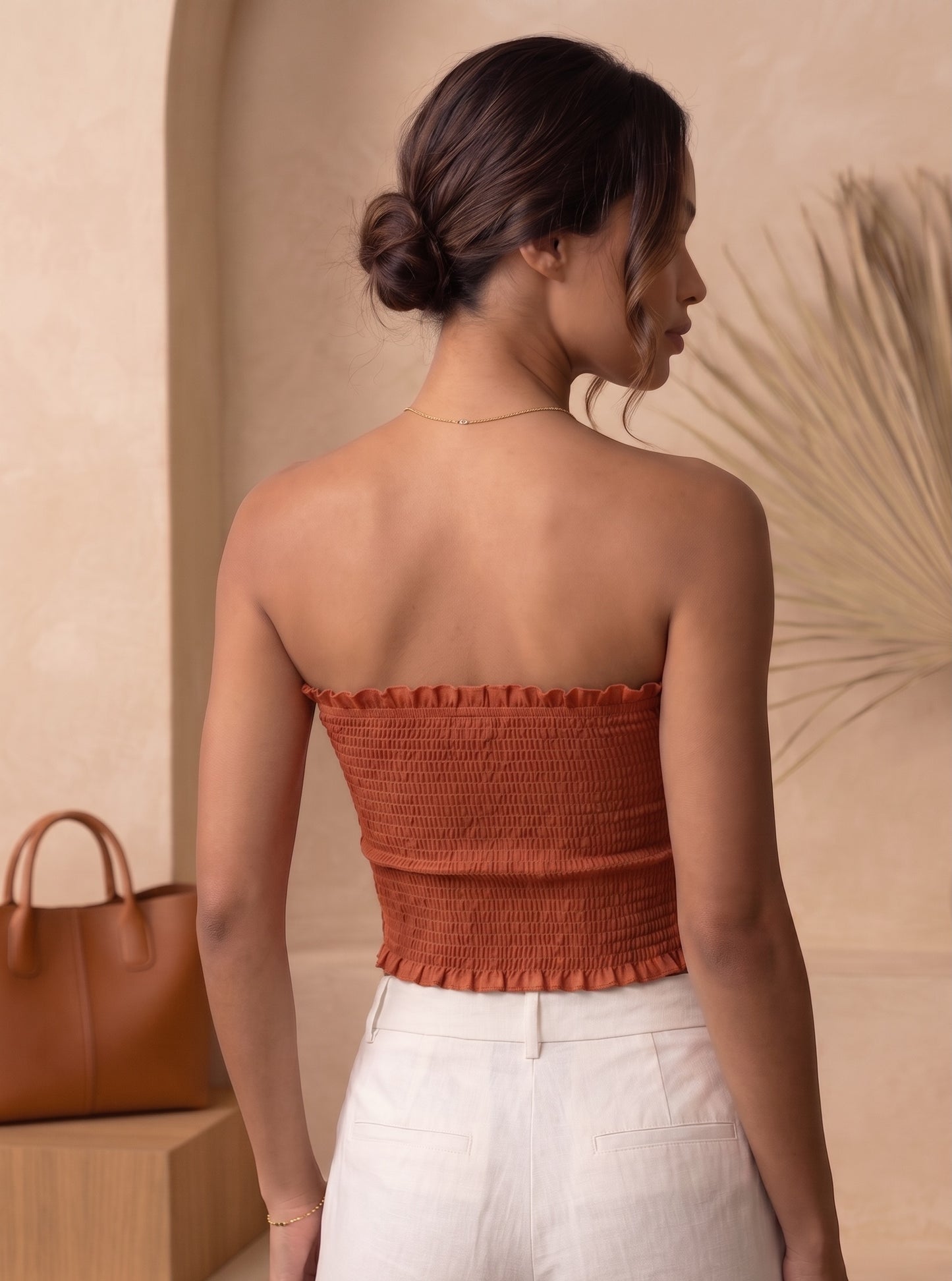 Solid Smocked Crop Top