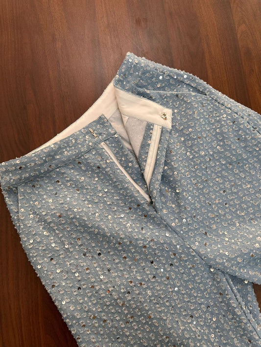 Sexy Denim Sequined Slim-fit Co-ord Set