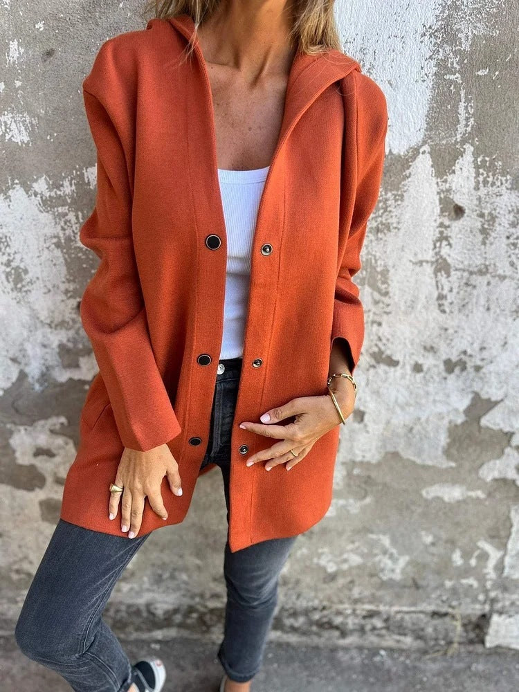 Hooded Single-Breasted Cardigan