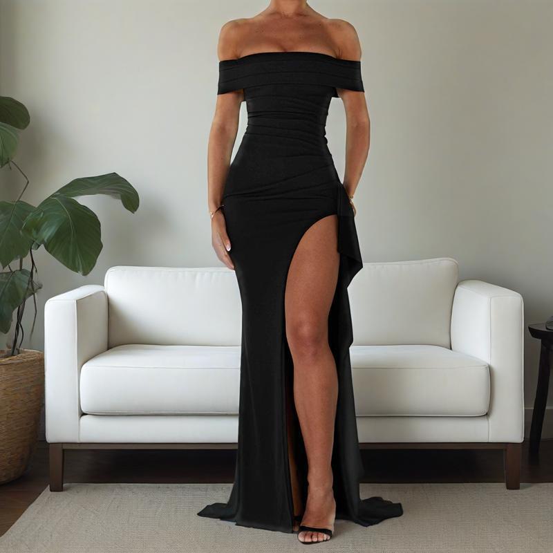Slit Off-shoulder Long Dress