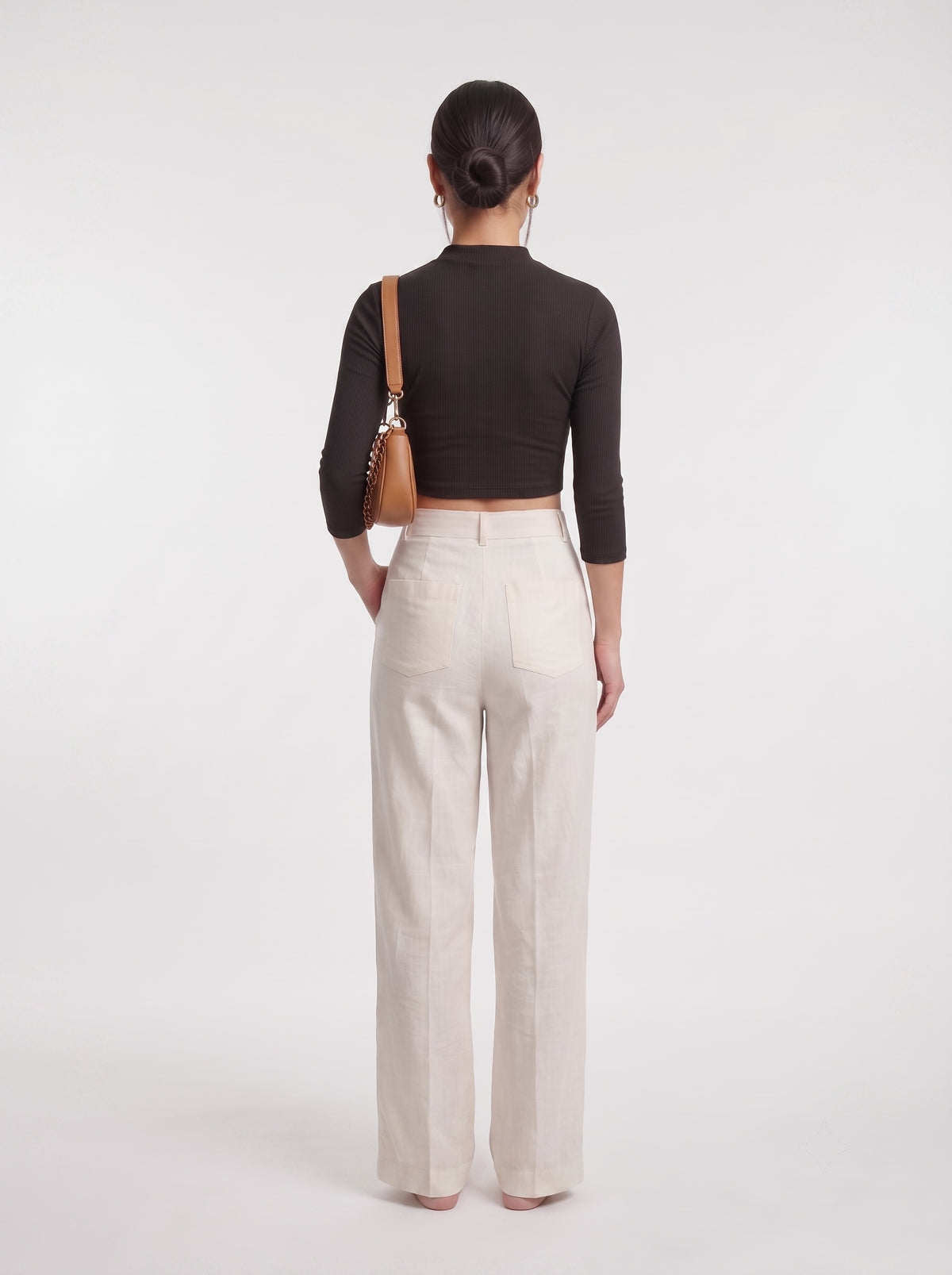 Mandarin Collar Cut-out Crop Top