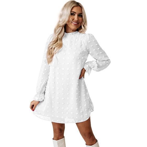 Bubble Long-sleeved Lace Collar Dress