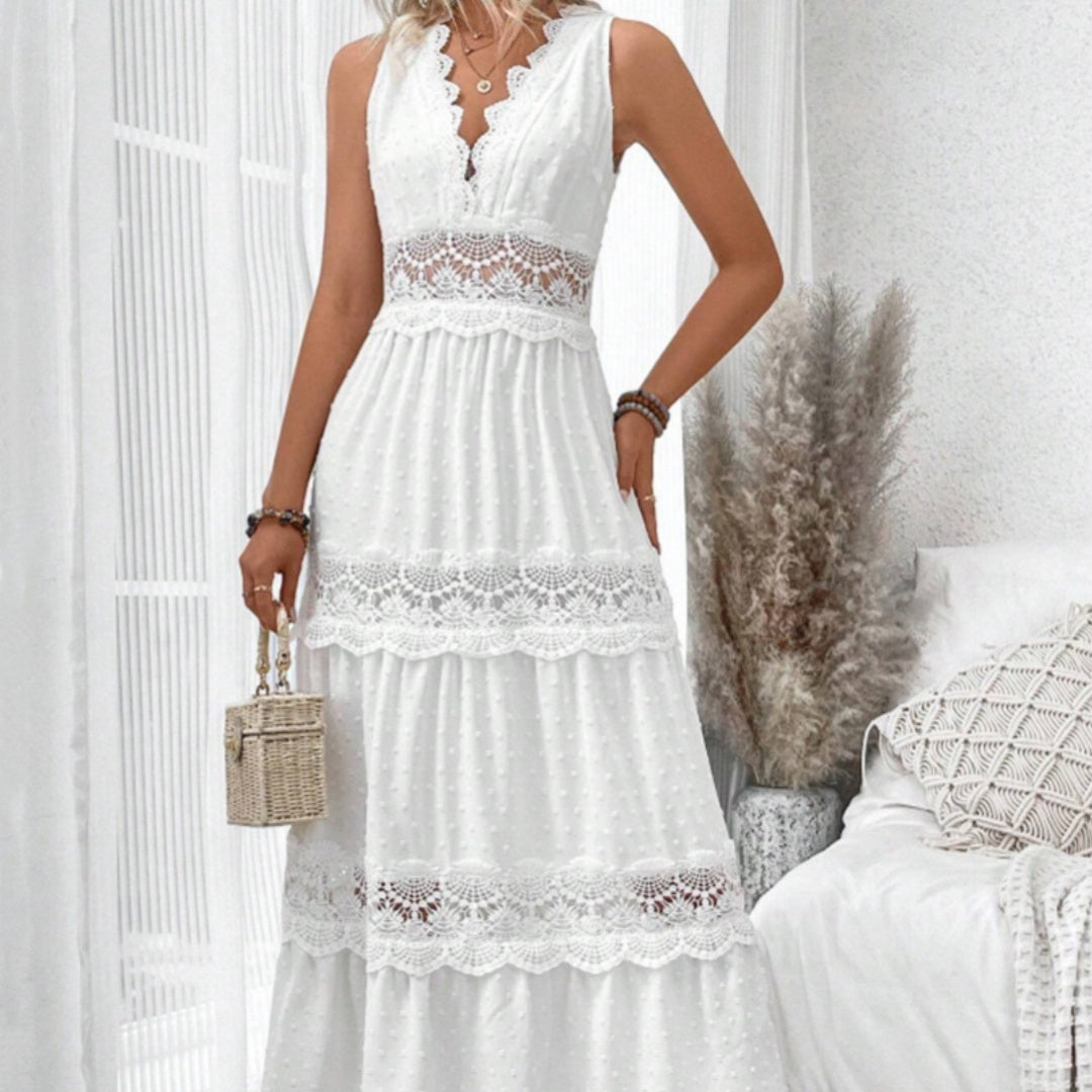 Lace V-neck Sleeveless Summer Dress