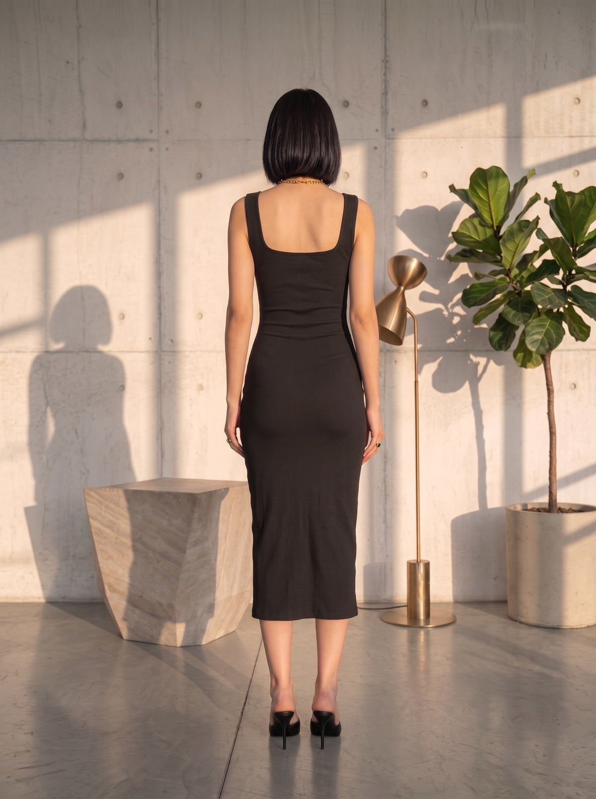 Diana High Zip Slit Dress