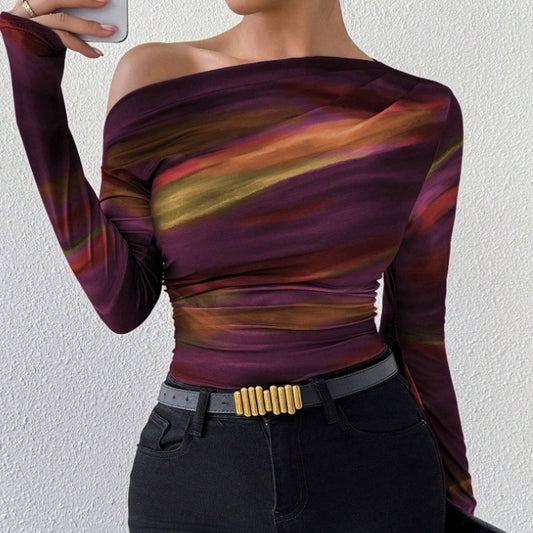 Tie-Dye Long Sleeve Mesh Top