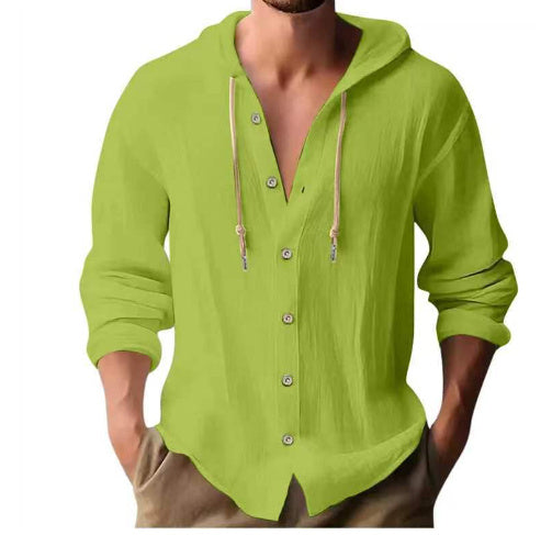 Cotton Linen Hooded Shirt