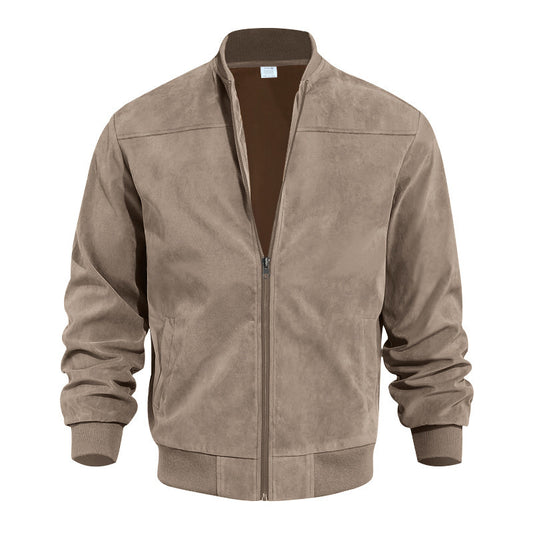 Suede Solid Color Casual Retro Jacket