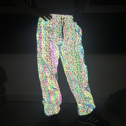 Unisex Abstract Print Reflective Trousers