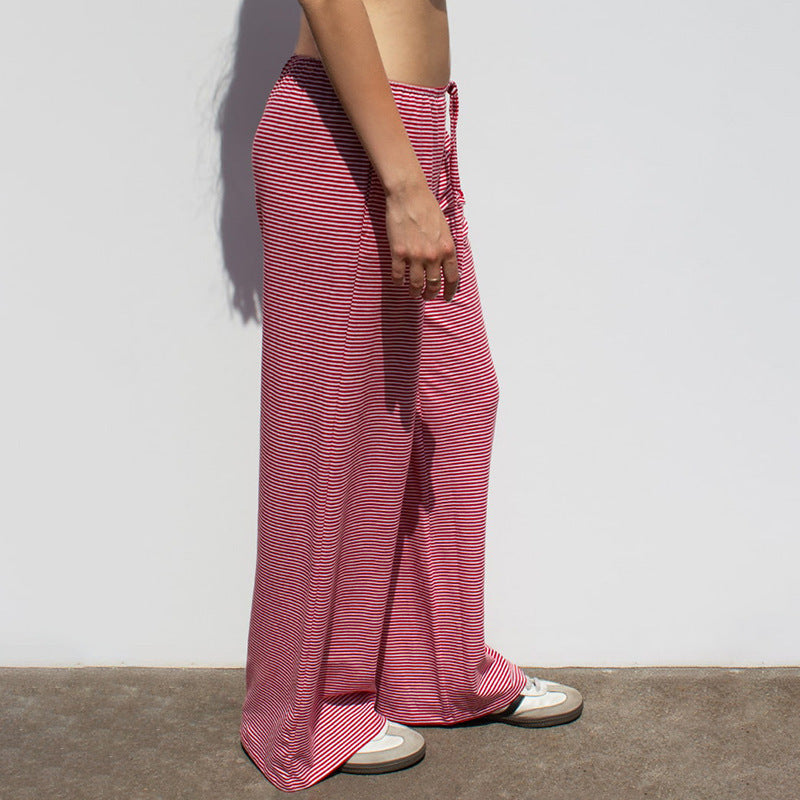 Striped Print Wide Leg Pants