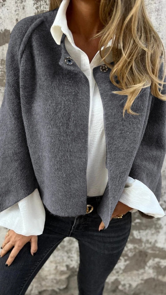 Short Cashmere Batwing Sleeve Cardigan