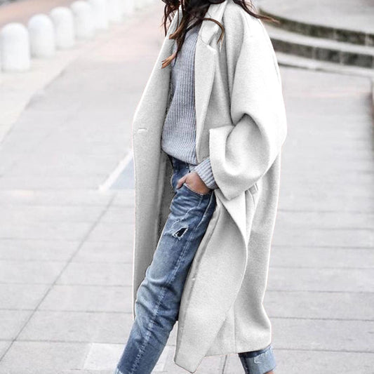 Single Breasted Long Coat With Pockets